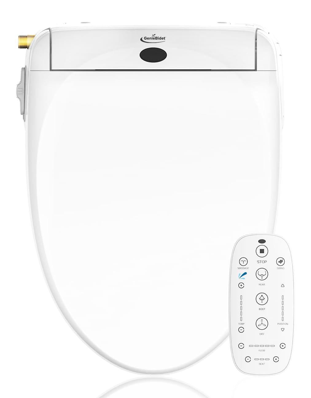 GenieBidet Electric Heated Smart Bidet Toilet Seat - Unlimited Warm Water, Self-Cleaning Nozzle, Heated Seat, Wireless Remote Control, Nightlight & Oscillating Wash - Elongated for Comfort - Perfect for Modern Bathrooms, Elderly Care & Postpartum Recovery - USA Customer Support