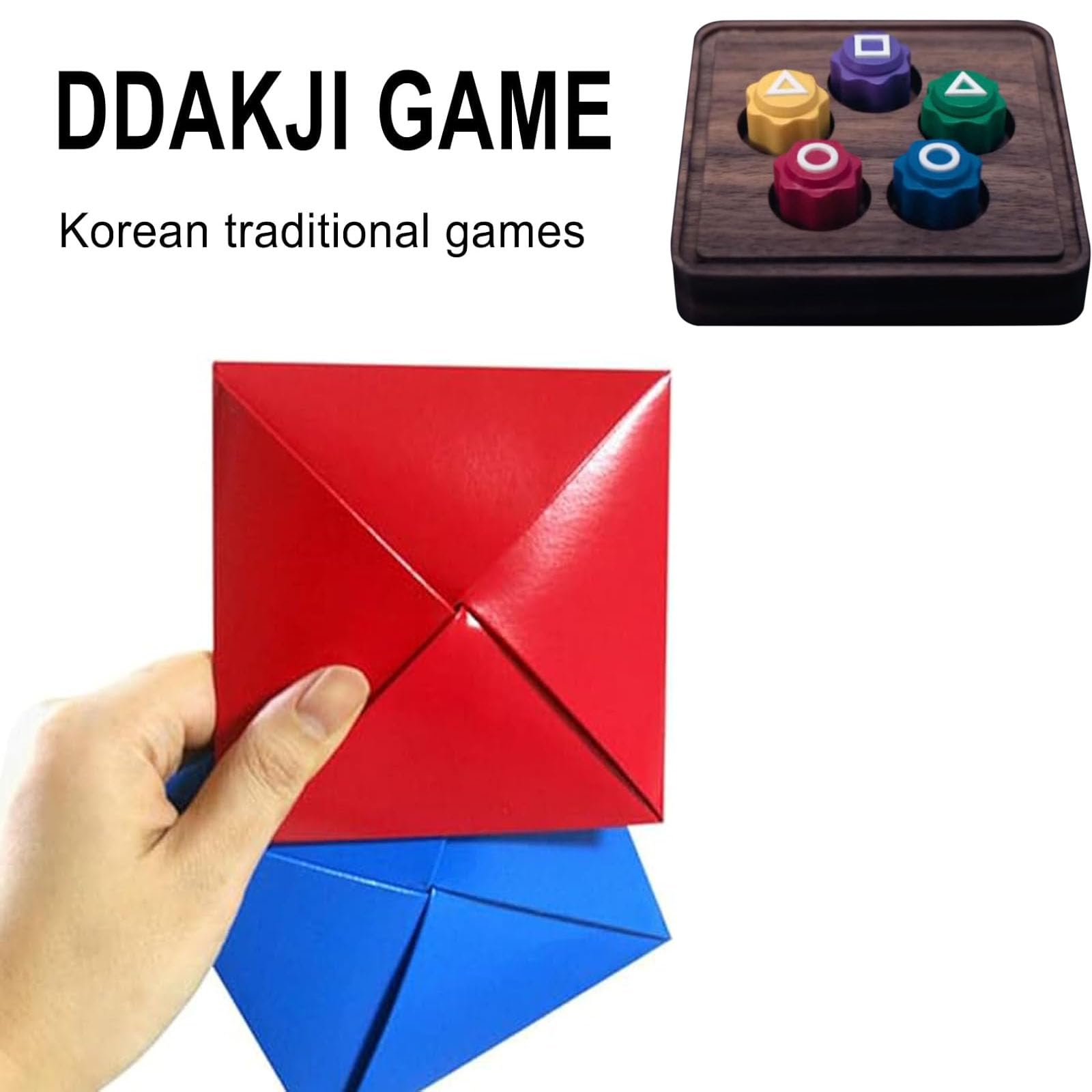 Korean Traditional Folk Game Set - Jebi Chagi, Gong-Gi, Biseokchigi, Ddakji & Gongii - Authentic Korean Cultural Games for Family, Kids & Travel | Perfect for Cultural Learning, Parties & Indoor/Outdoor Activities