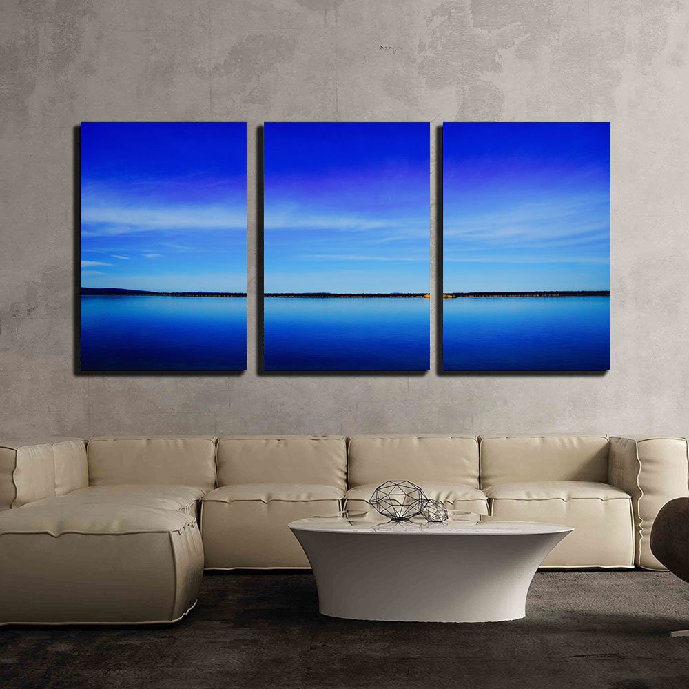 wall26 - 3 Piece Canvas Wall Art Set - Blue Sky & Ocean Landscape Painting - Stretched & Framed Modern Home Decor (24