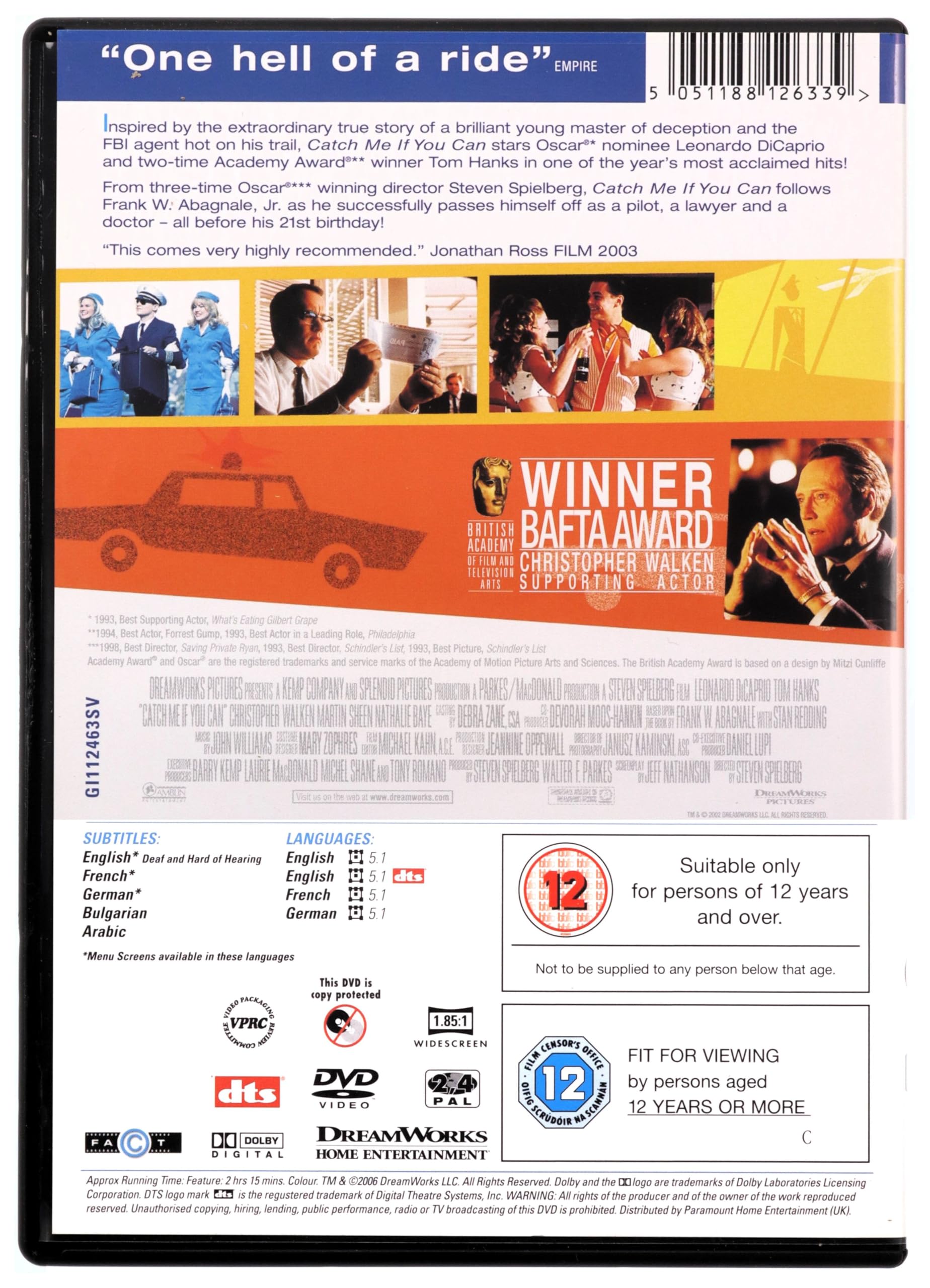 Catch Me If You Can - UK Edition DVD | Thriller Movie with Leonardo DiCaprio | Perfect for Movie Nights & Gifts