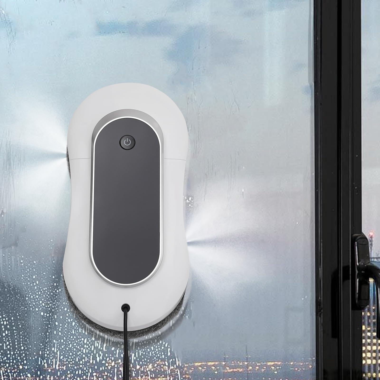 Automatic Window Cleaning Robot with Dual Water Spray & 3200Pa Suction - 70ml Water Tank, White | Smart Glass Cleaner for Home, Office & High-Rise Buildings