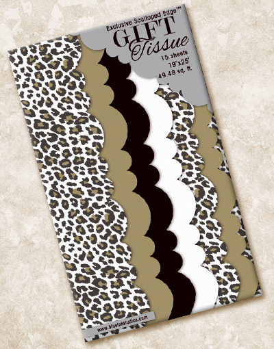Golden Leopard Scalloped Tissue Paper - Premium Decorative Gift Wrapping Paper for Parties, Weddings & DIY Crafts - 20 Sheets per Pack