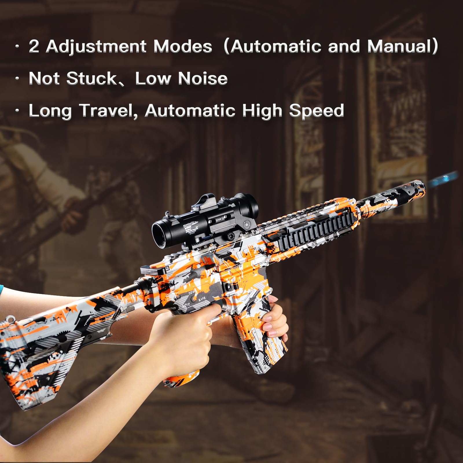 Full Auto Outdoor Games Toy with 60,000+ Foam Balls - Team Building & Backyard Fun for Teens & Adults (Orange) - Perfect for Birthday Parties, Summer BBQs, and Family Gatherings