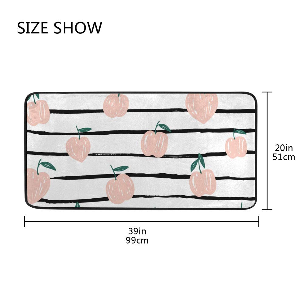Premium Anti-Fatigue Kitchen Rug - Non-Slip Peach Pattern Runner Carpet for Laundry Room & Entryway (39