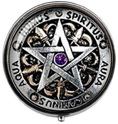 Wiccan Pentagram Protection Jewelry - Pagan Amulet Necklace for Black Magic Defense | Witchcraft Charm Pendant | Glass Pill Box & Candy Container - Perfect for Spiritual Rituals, Altar Decor, and Gift Giving