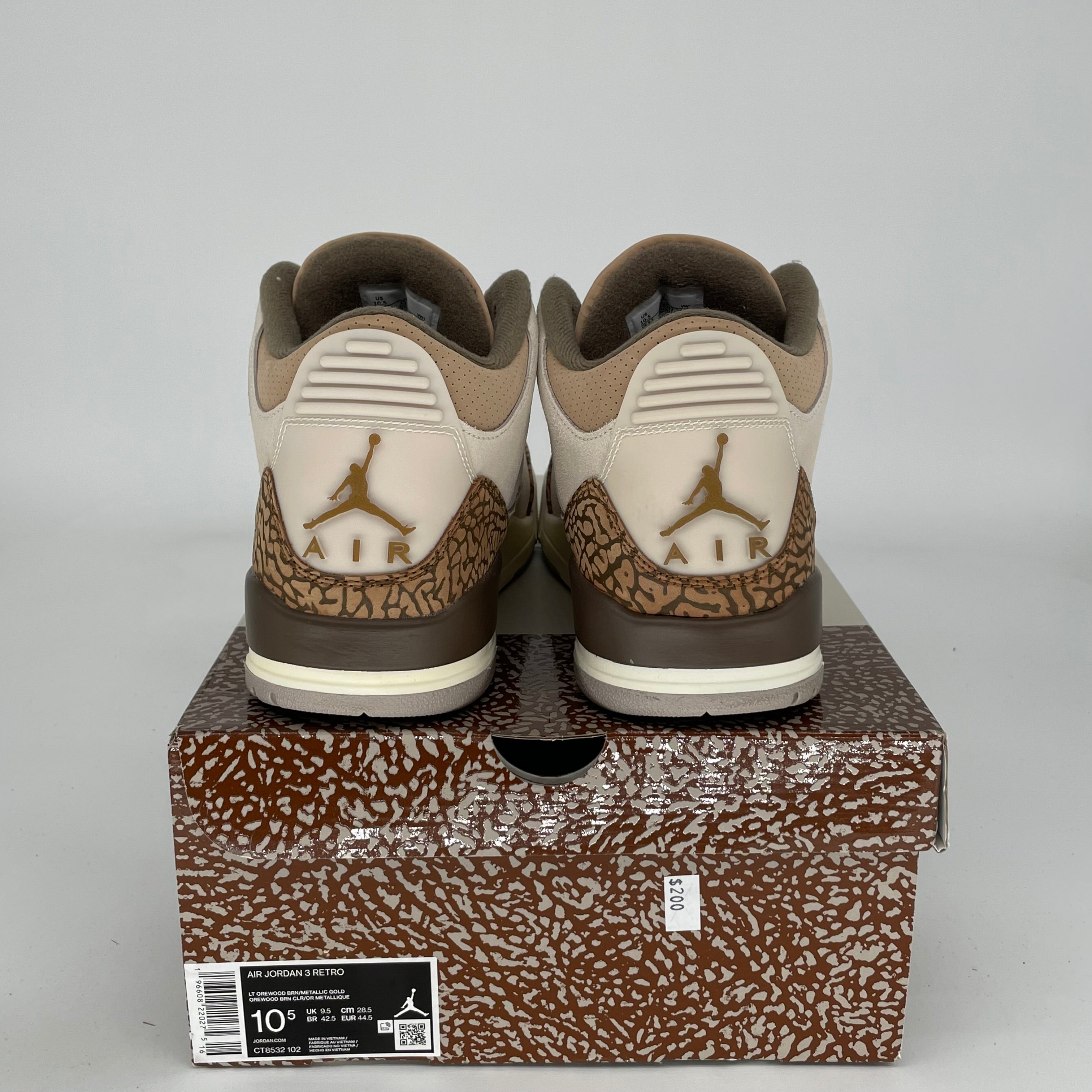 AIR JORDAN 3 PALOMINO Men's Sneakers Size 10.5 - CT8532-102 Retro Basketball Shoes for Men | Perfect for Streetwear, Casual Outfits & Sneaker Collectors