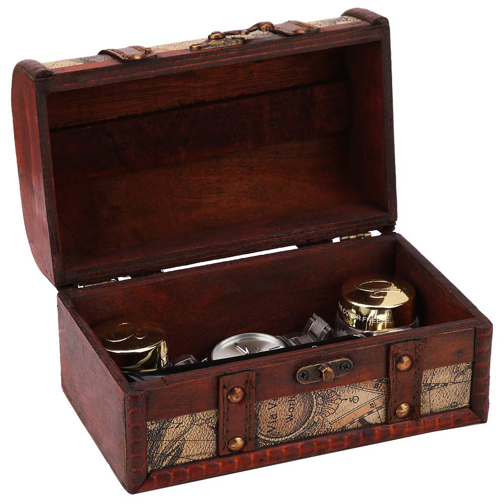 Handcrafted Wooden Treasure Chest Box with Lid - Decorative Jewelry Storage Case for Home Decor, Gift & Keepsake Organizer - Perfect for Bedroom, Living Room & Wedding Decor