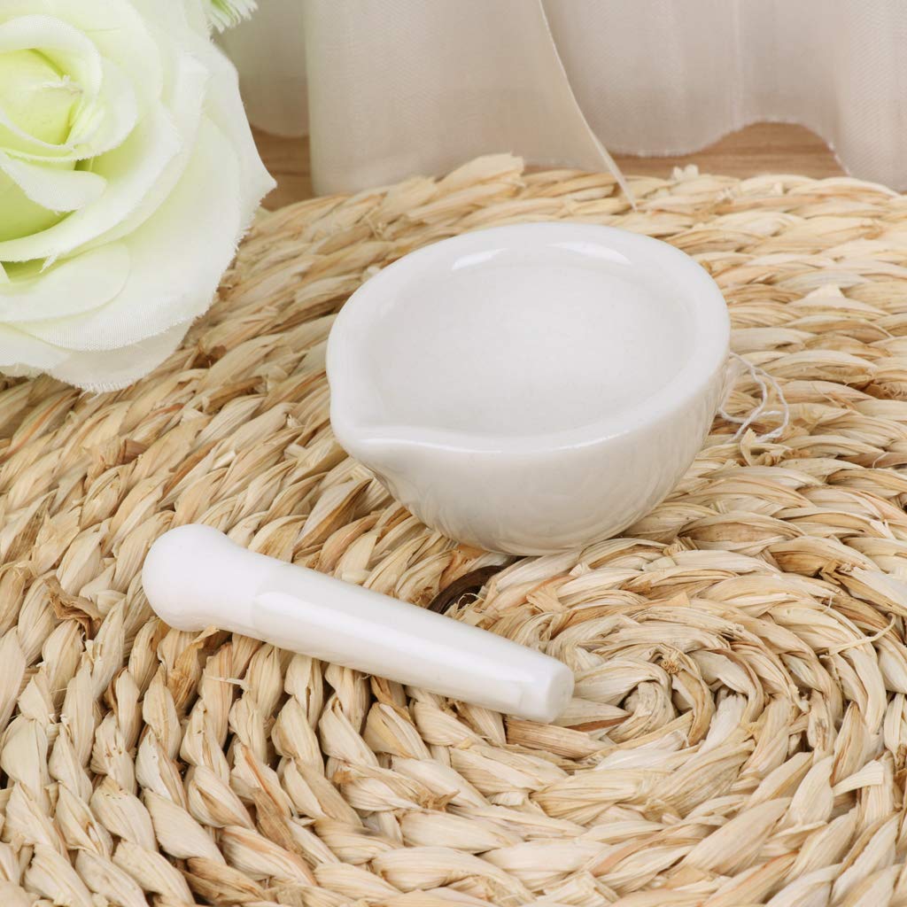 Premium Porcelain Mortar and Pestle Set - Spice & Herb Grinder, Mixing Bowl, and Crusher for Fresh Seasonings - Perfect for Cooking, Baking, and Herbal Medicine Preparation