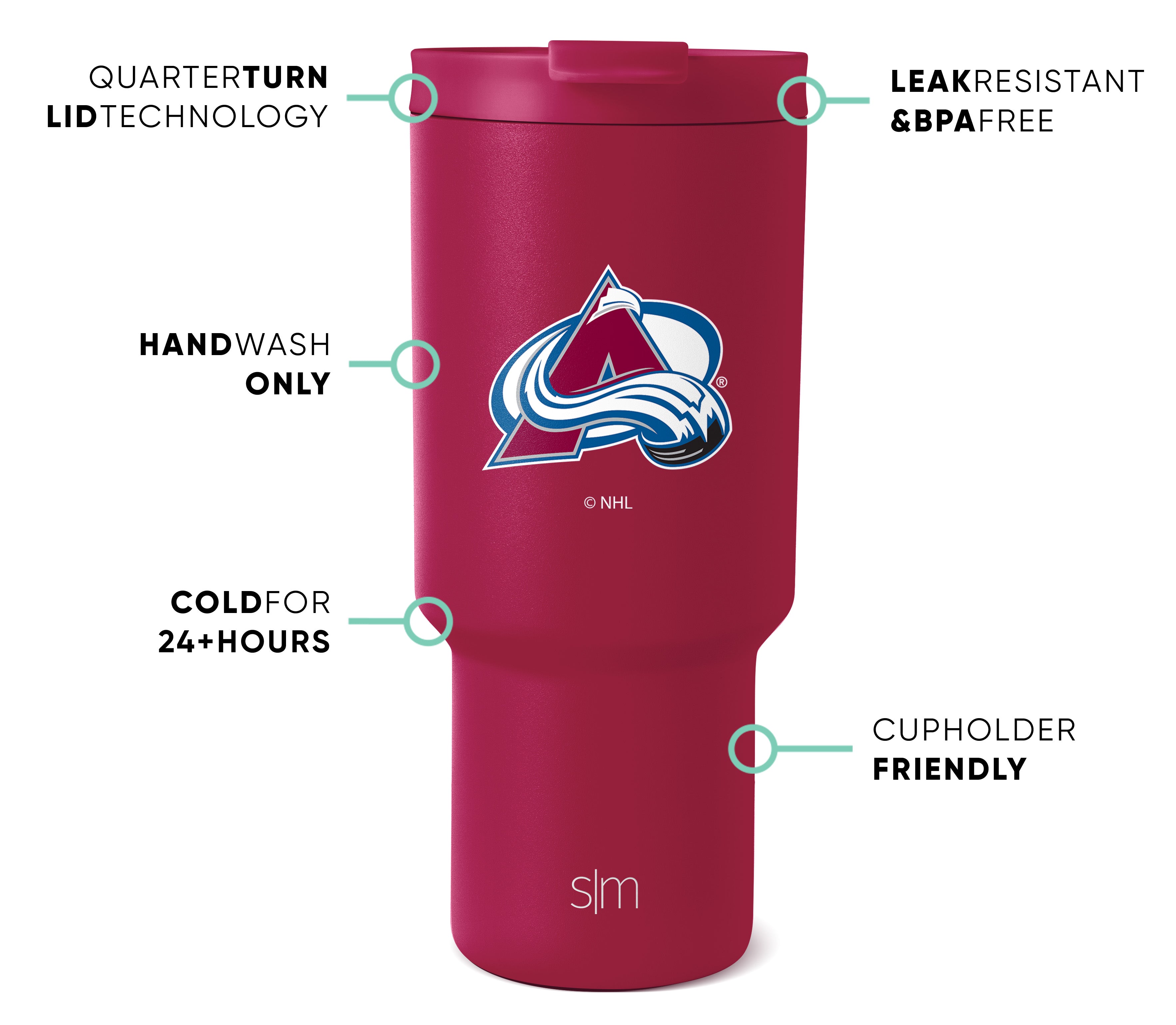 NHL Insulated Stainless Steel Trek Tumbler with Lid - 20oz Travel Mug for Hot & Cold Drinks - Perfect for Hockey Fans, Camping, Office & Gym Use