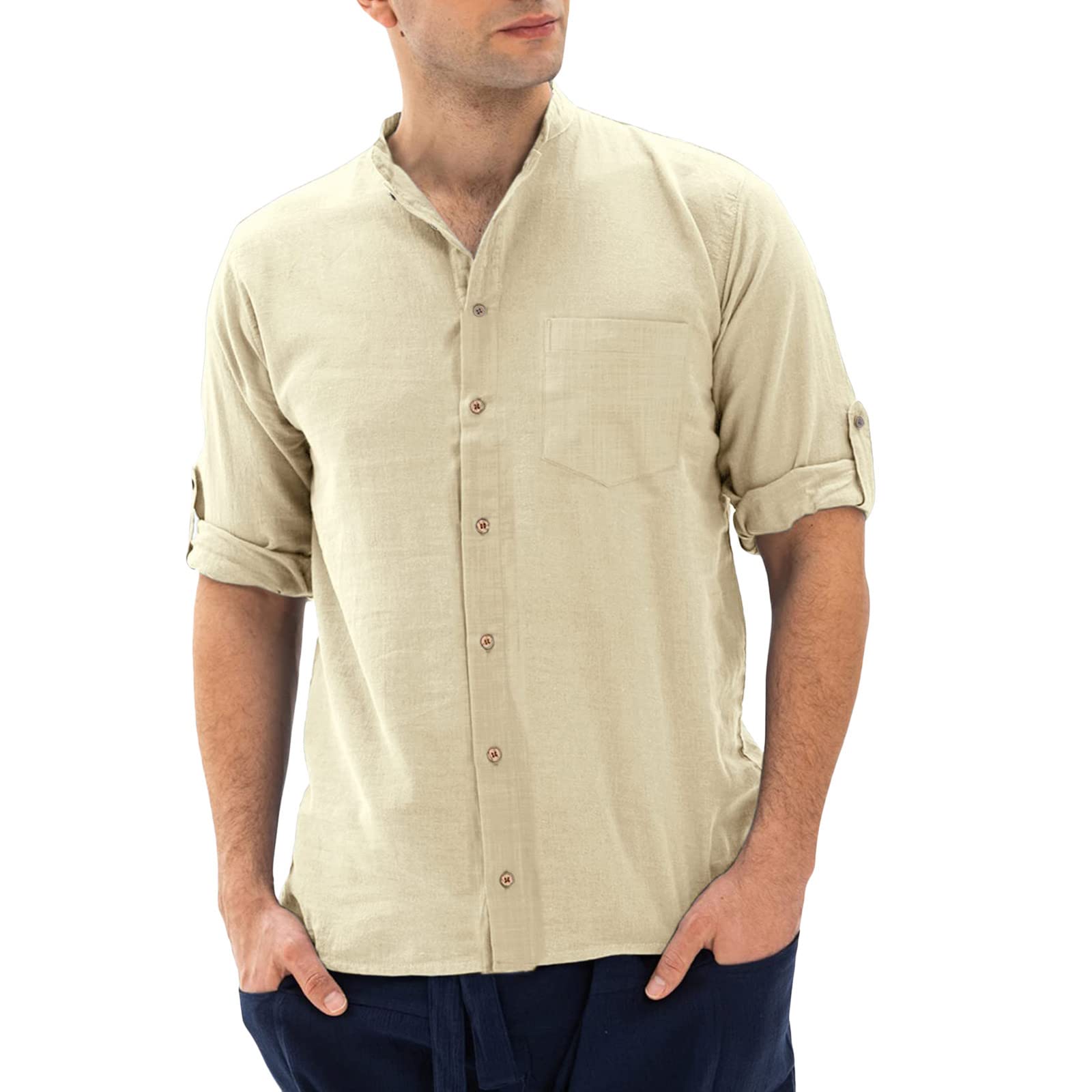 Xiloccer Men's Cotton Linen Shirts - Comfortable Long Sleeve Graphic T-Shirts & Sweatshirts for Hiking, Casual Wear, and Outdoor Activities