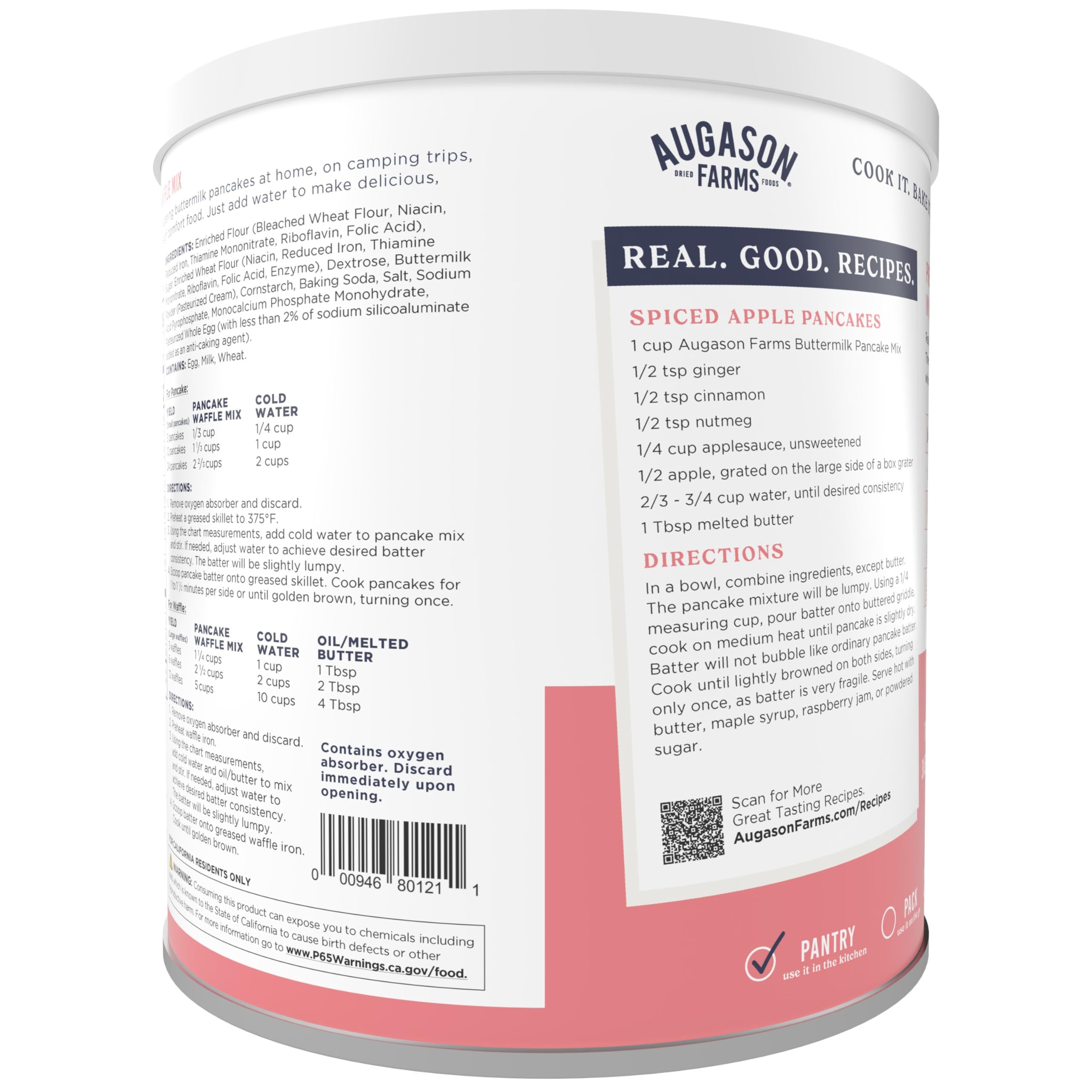 Augason Farms Buttermilk Pancake & Waffle Mix Can - 33 Servings | Emergency Food Supply & Everyday Meals | Perfect for Camping, Breakfast & Food Storage