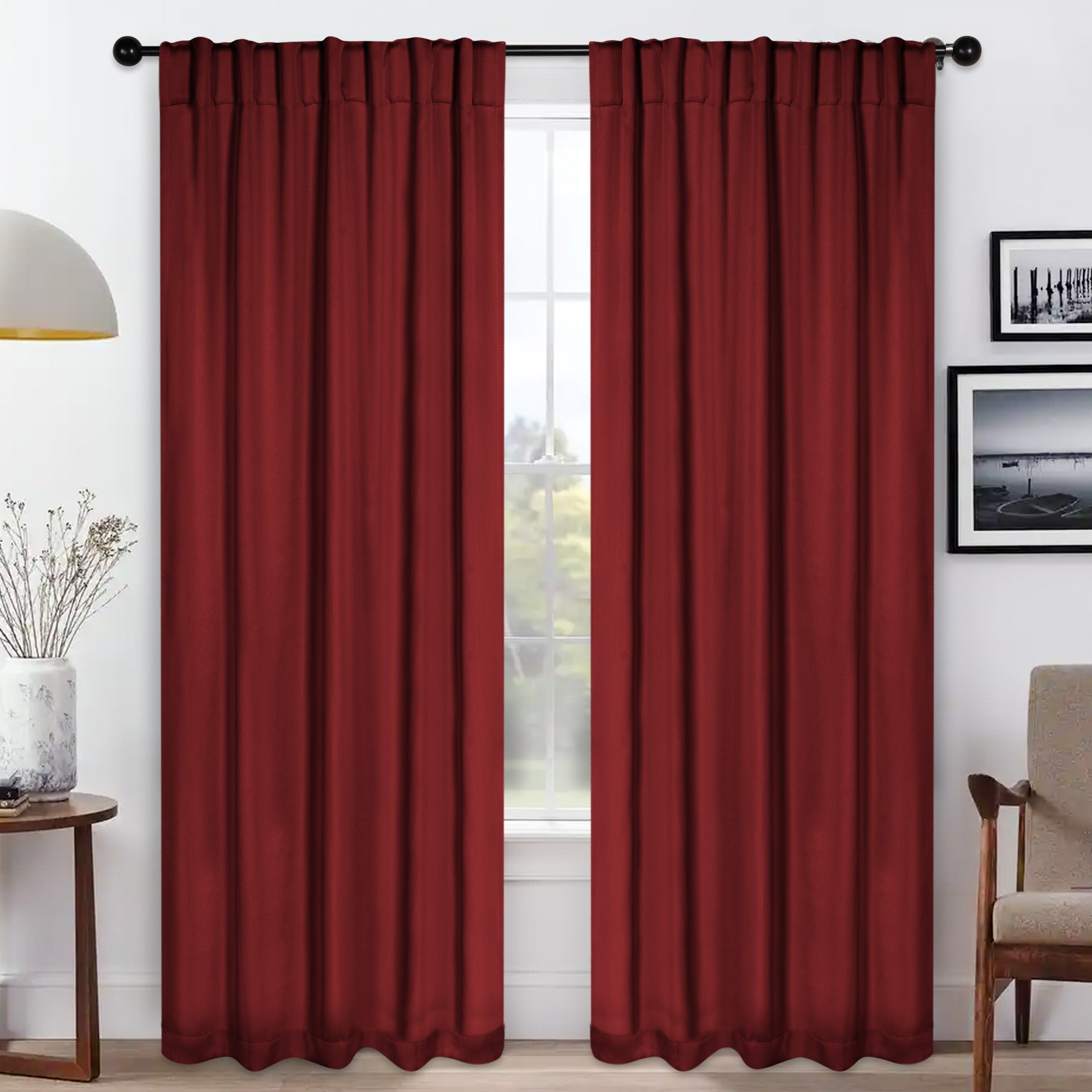 Premium Blackout Curtains for Bedroom - Solid Room Darkening Window Drapes with Back Tabs (Set of 2 Panels) - Perfect for Home Theater, Nursery & Light Sleepers
