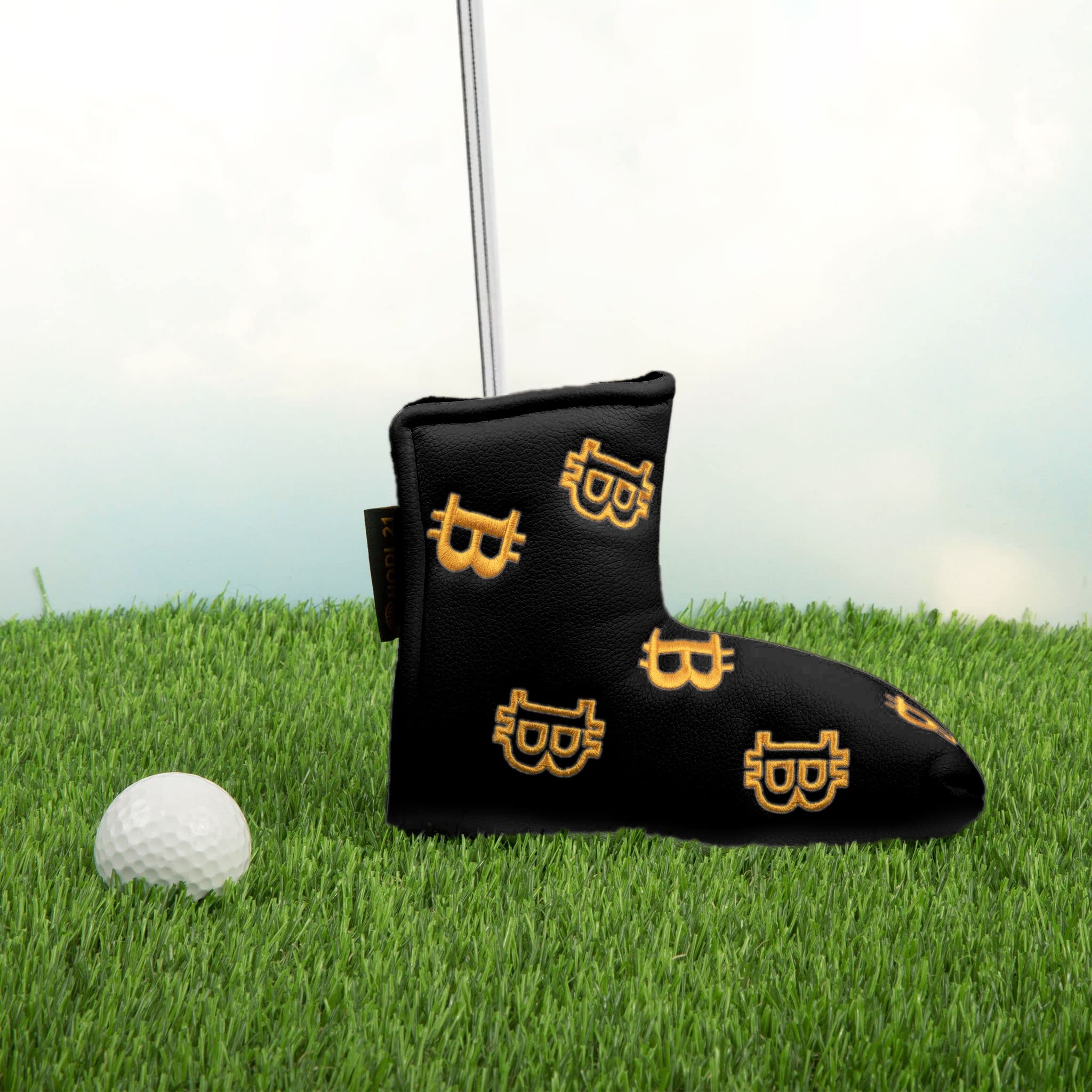 Bitcoin Golf Putter Cover for Blade Putters - Premium Golf Club Headcover for Protection - HODL 21 Golf Accessories (Black) - Perfect for Crypto Enthusiasts & Golf Lovers on the Course
