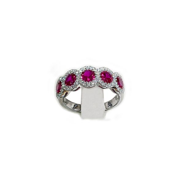14K White Gold Ruby Ring for Women - Elegant Stackable Band for Engagement, Wedding, Anniversary & Everyday Wear