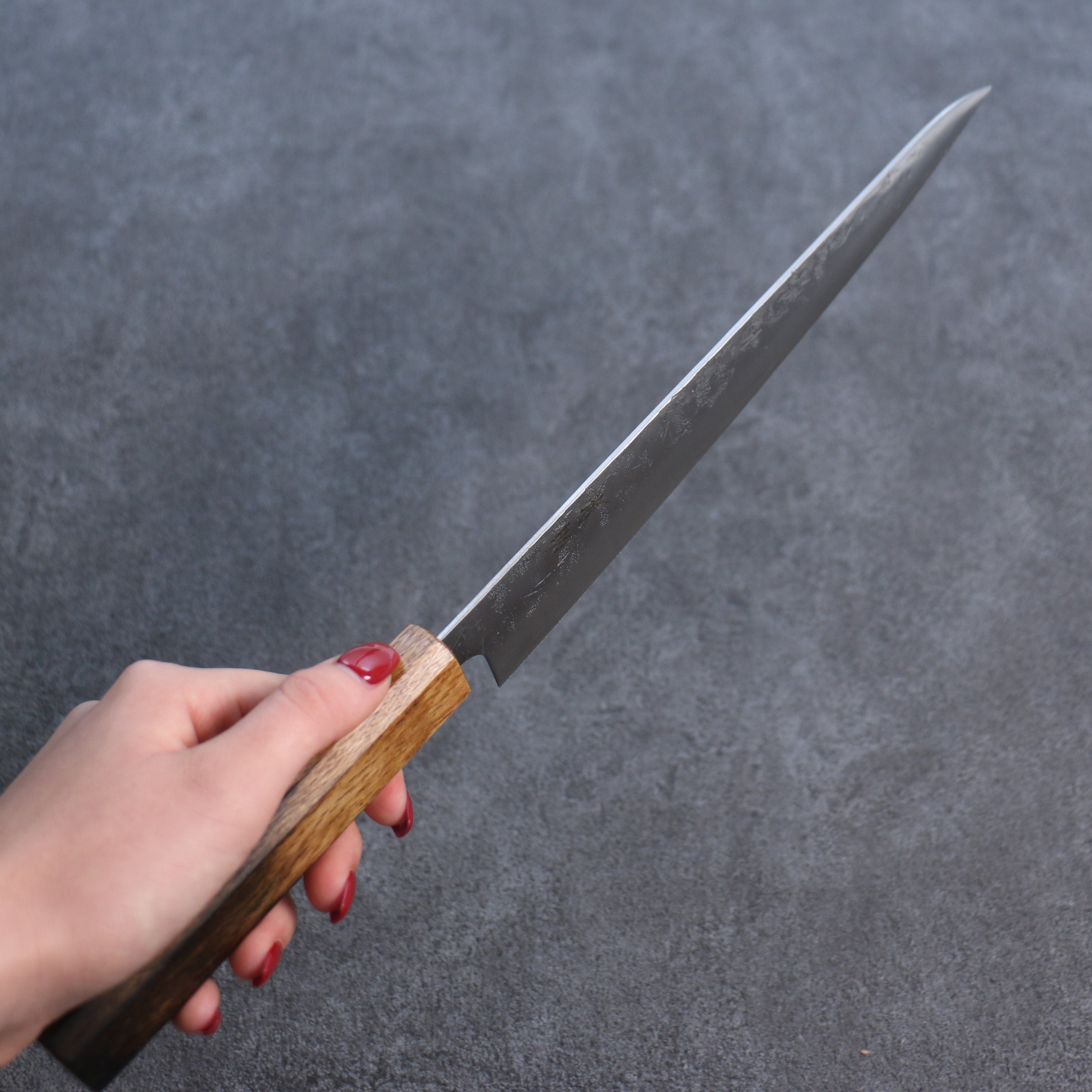 Premium Seisuke SLD Washiji Sujihiki 240mm Japanese Slicing Knife - High Carbon Steel Blade with Burnt Oak Handle - Perfect for Sushi, Sashimi & Meat Carving