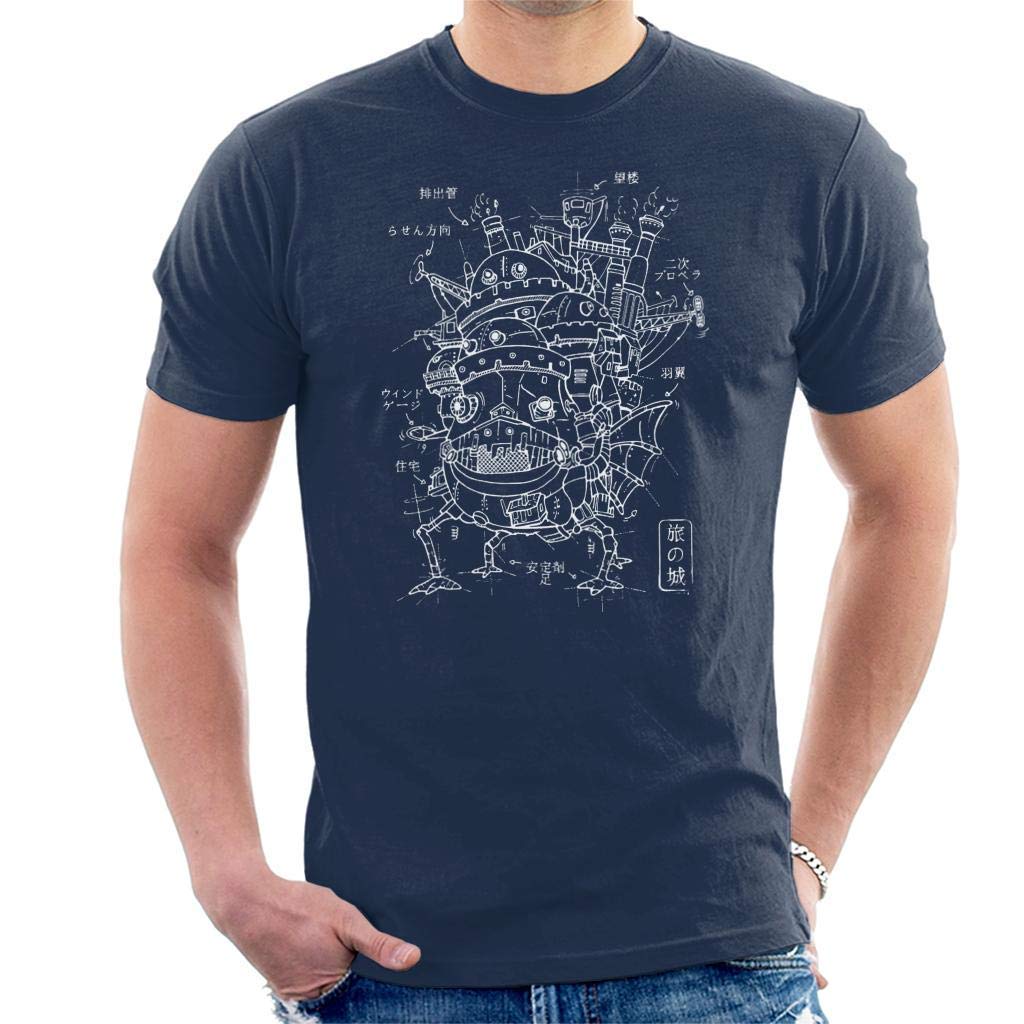 Howl's Moving Castle Blueprint Men's T-Shirt - Anime Graphic Tee for Ghibli Fans - Perfect for Cosplay, Conventions & Casual Wear