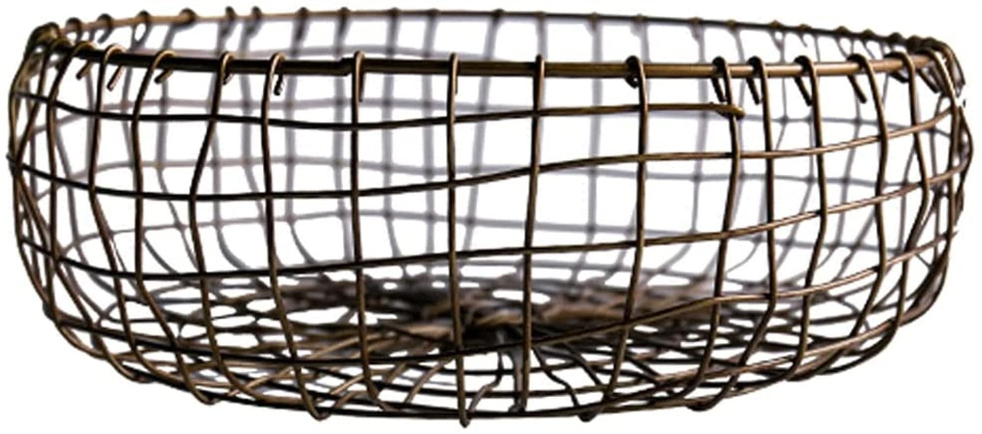 Rustic Metal Wire Fruit Bowl Basket - 25cm Kitchen & Dining Fruit Tray for Apples, Bananas, Bread - Perfect for Countertop Display, Pantry Storage & Farmhouse Decor