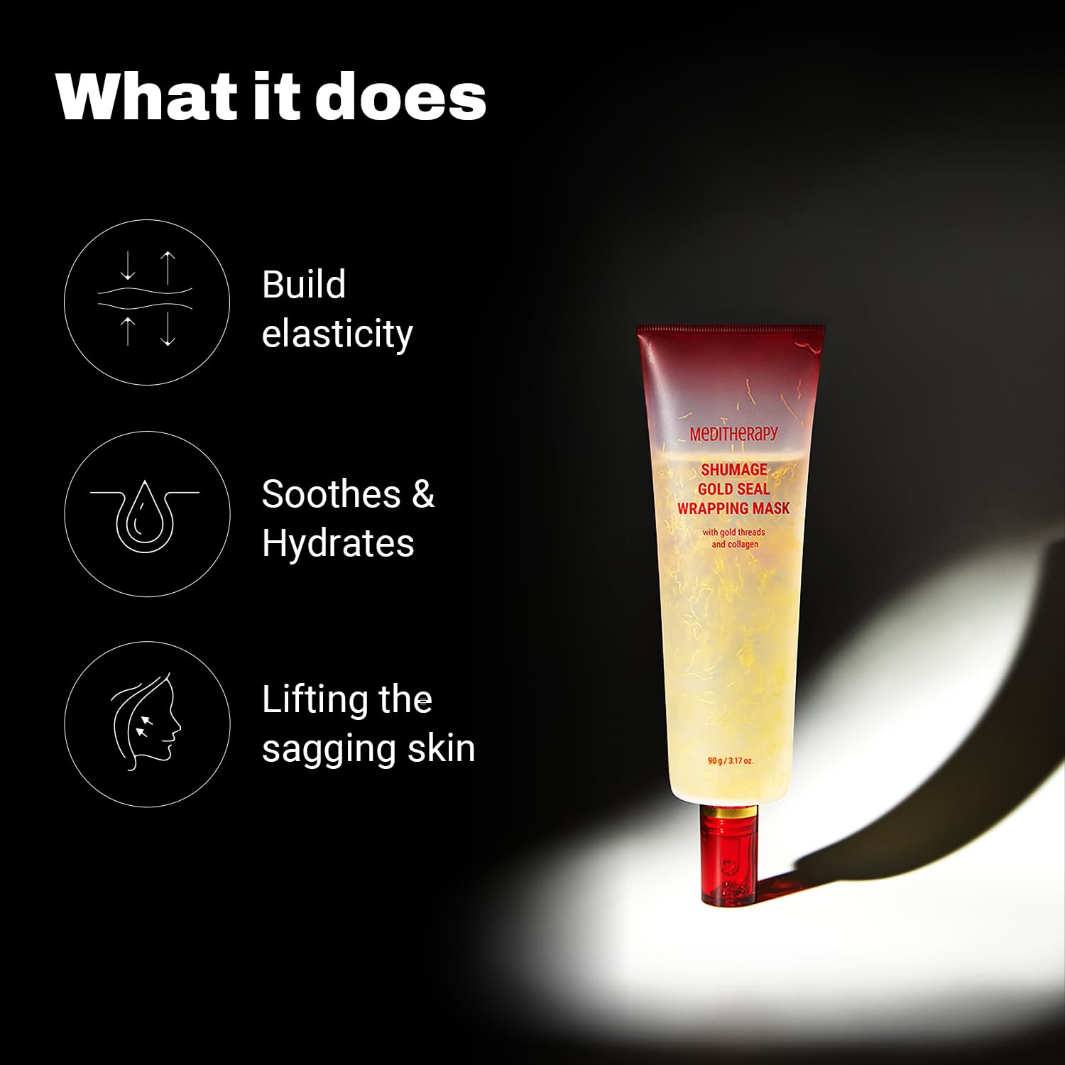 MEDITHERAPY Shumage Gold Seal Lifting Cream & Wrapping Mask Set - Anti-Aging Face Lift Cream with Hydration & Tightening for Sagging Skin - Overnight Peel Off Mask for Radiant Glow - Perfect for Night Skincare Routine & At-Home Spa Treatment