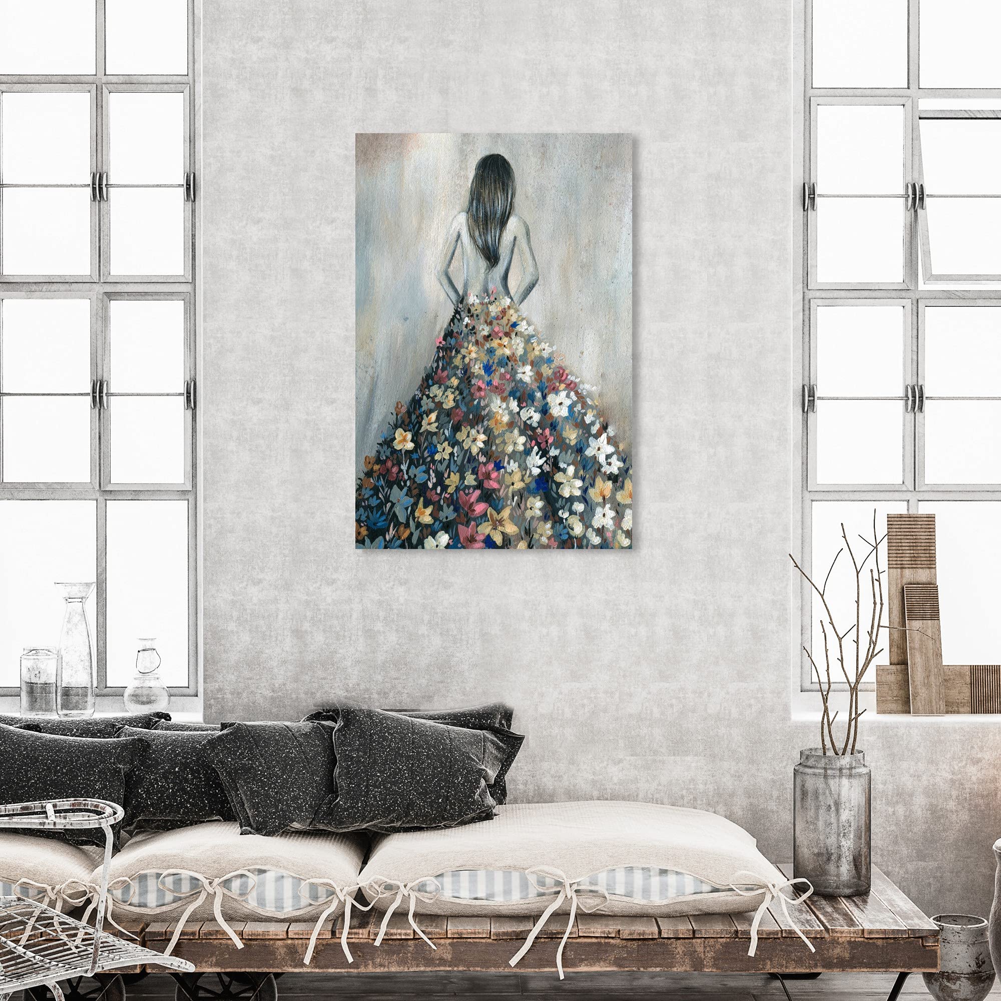 Oliver Gal Girl with Flower Thoughts Canvas Wall Art Print - 30