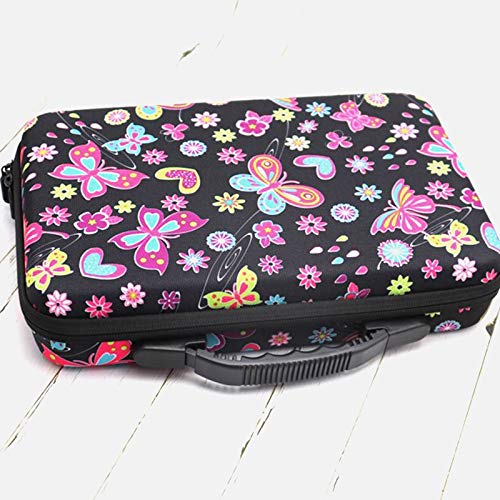 SOWUNO 60 Grids Essential Oil Carrying Case with Butterfly Design - Portable Essential Oil Organizer for 0.34oz Bottles - Perfect for Aromatherapy, Travel & Home Storage