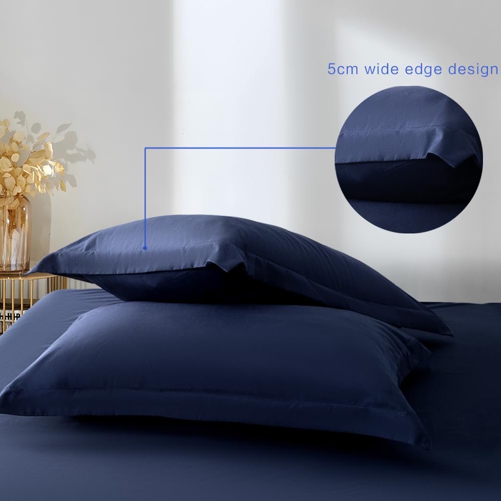 2 Pack Toddler Pillow Cases 12x16 Inches - Navy Blue Soft Breathable Microfiber Pillow Covers with Wide Edge Envelope Closure | Non-Shrinking Kids Bedding for Nursery, Daycare & Travel