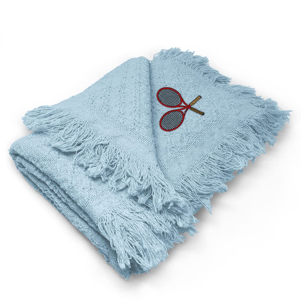 Soft Cotton Baby Blankets for Boys & Girls - Blue Tennis Racquets Design Swaddle & Nursery Bedding - Perfect for Newborn Gifts, Cribs & Cozy Naptime