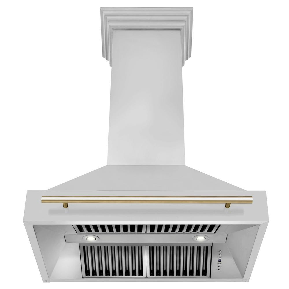 ZLINE Autograph Edition 36-inch Stainless Steel Dual Fuel Range Kitchen Package with Range Hood, Dishwasher & Refrigerator - External Water Dispenser & Polished Gold Accents (4AKPR RARHDWM36 G) | Premium Kitchen Appliances for Modern Homes & Professional Chefs