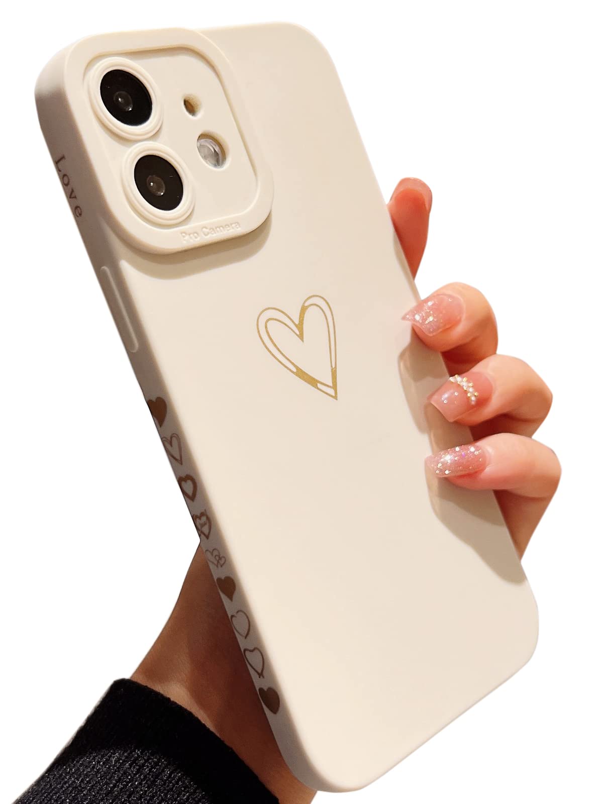 Qokey iPhone 11 Case 6.1 Inch (2019 Model) - Cute Heart Design Shockproof TPU Cover with Camera Protection, Anti-Fingerprint & Anti-Drop for Women & Men - Perfect for Daily Use, Work & Travel - White