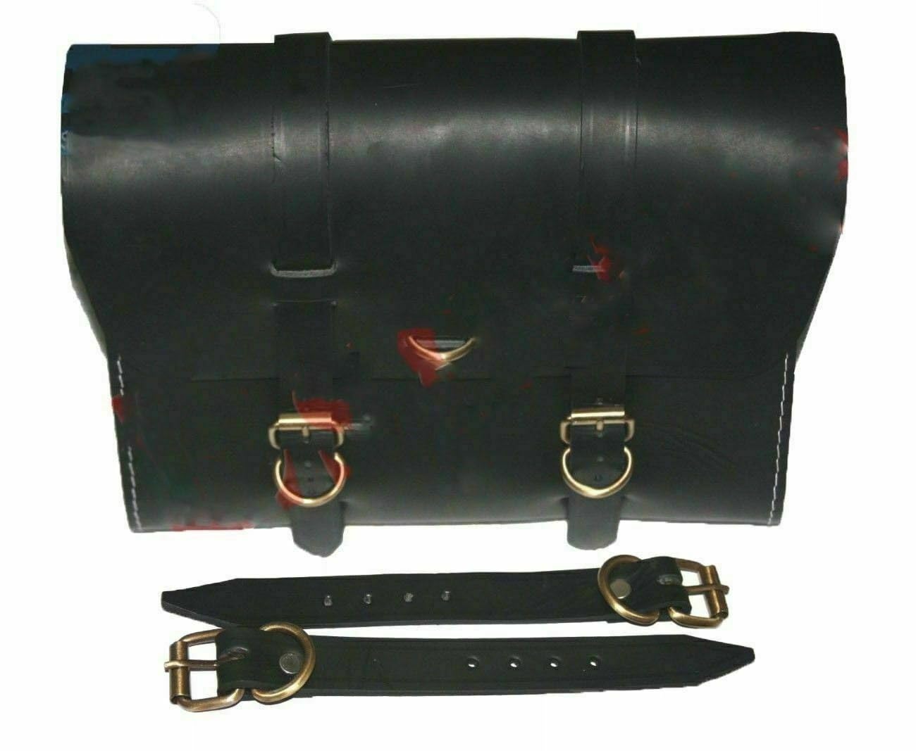Royal Enfield Custom Black Leather Motorcycle Saddle Bags - Waterproof Side Luggage for Cruiser & Touring Bikes - Perfect for Long Rides & Daily Commutes