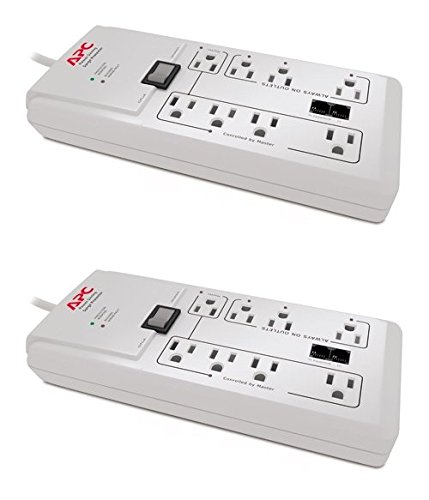 APC P8GT 8-Outlet Surge Protector with Phone Protection - 120V Power Saving Surge Arrest for Home & Office (2-Pack) - Perfect for Electronics, Computers & Home Theater Systems
