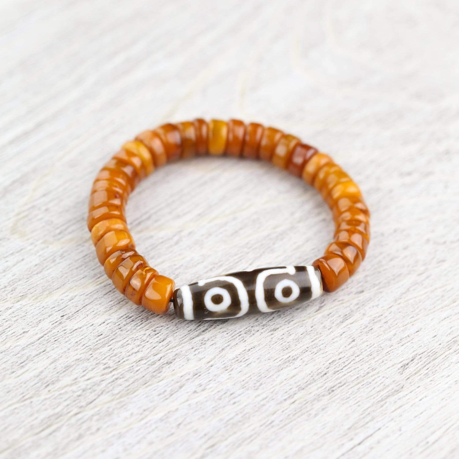 Natural Baltic Amber Dzi Bead Bracelet for Healing & Protection - Perfect for Meditation, Yoga & Spiritual Wellness