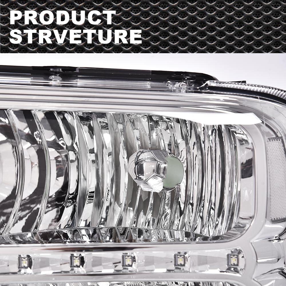 Ford Excursion F250 F350 LED Headlights - 2005-2007 Replacement for Super Duty Trucks - DRL Lamps for Night Driving