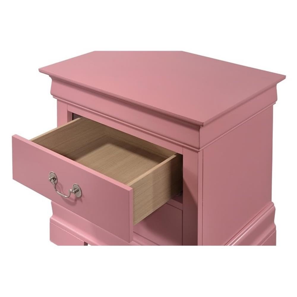 Pink Louis Phillipe 2-Drawer Nightstand - Elegant Bedside Table for Bedroom Decor | Glory Furniture for Home & Office Use