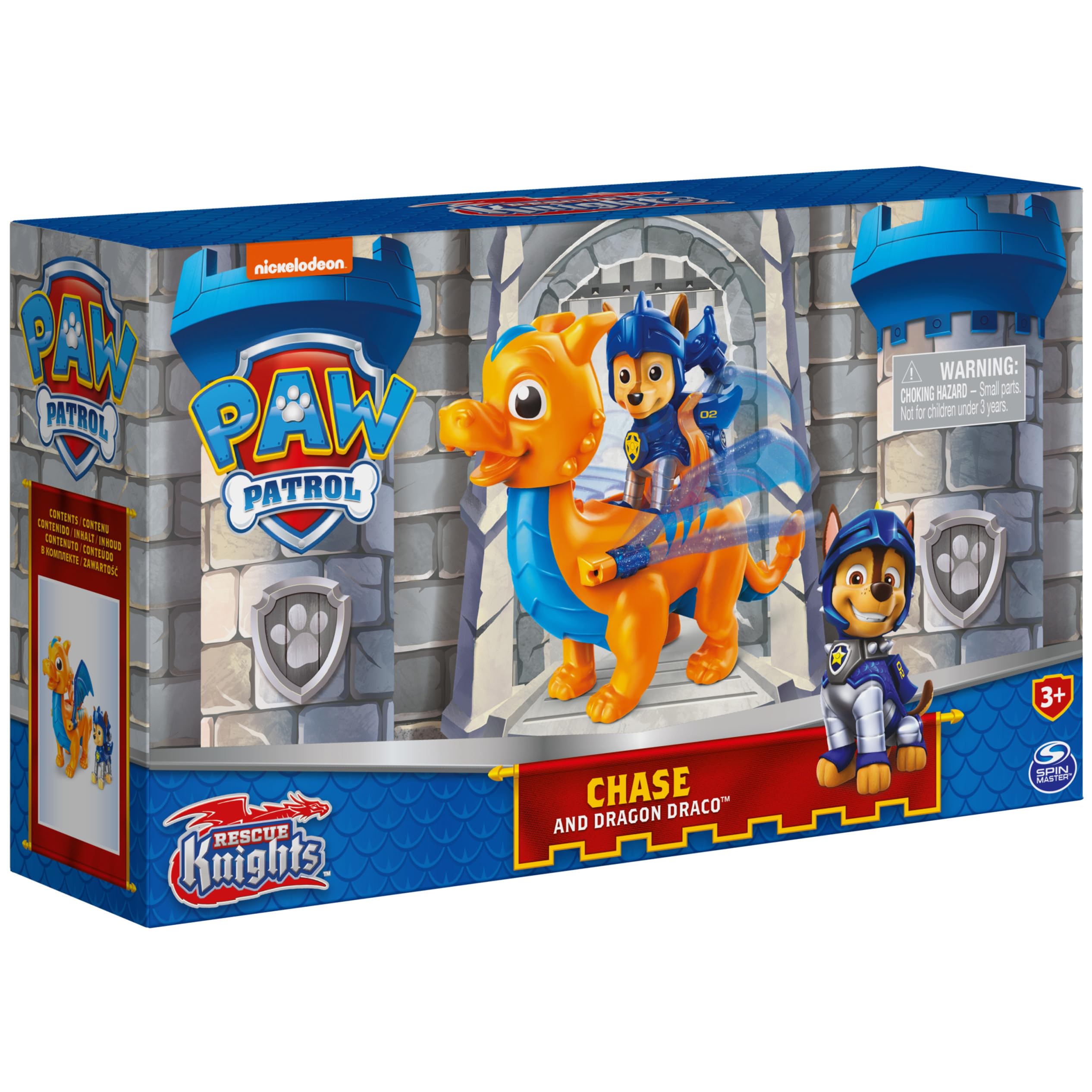 Paw Patrol Rescue Knights Chase & Dragon Draco Action Figures Set - Kids Toys for Ages 3+ | Birthday Gifts, Role Play, Adventure Storytelling