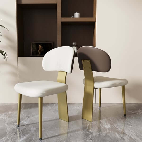 Modern White Upholstered Dining Chairs Set of 2 - Armless Side Chairs with Curved Back for Kitchen, Dining Room & Home Decor