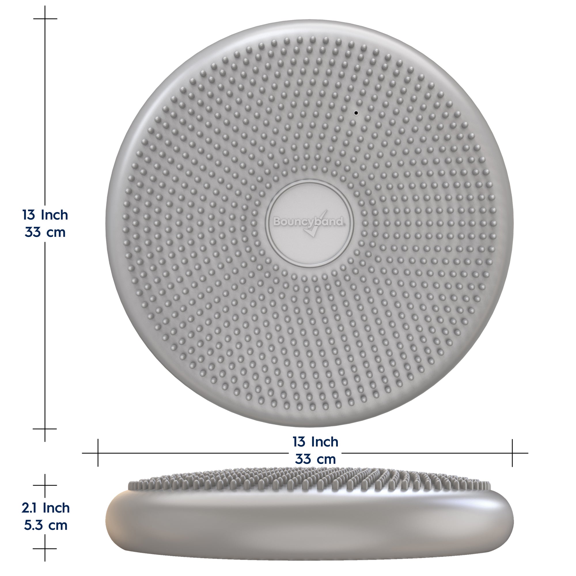 Bouncyband Big Wiggle Seat Sensory Cushion for Kids - Active Sitting Classroom Chair Alternative - Improves Focus & Fidgeting (Silver) - Perfect for ADHD, Autism & School Use