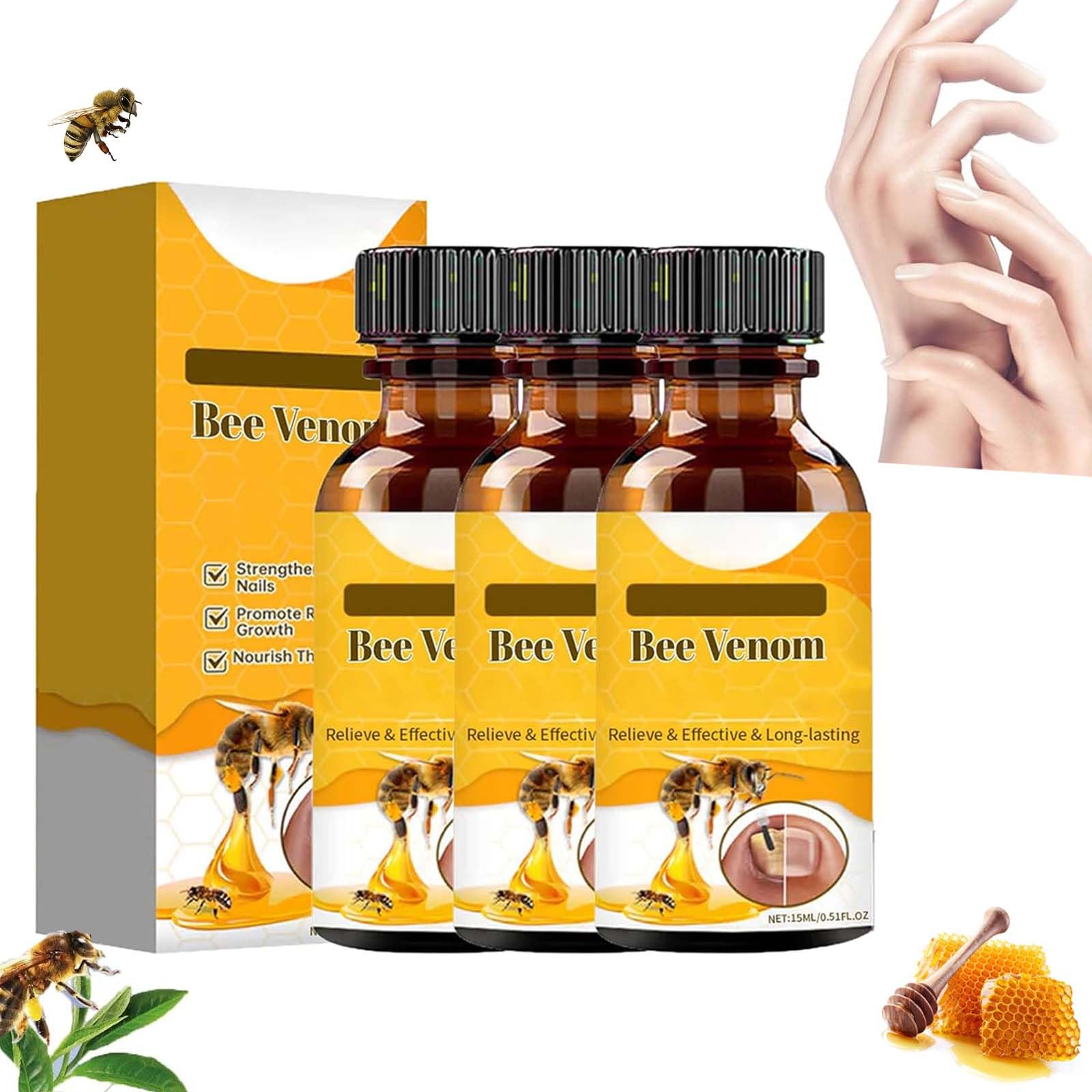 Olako Venom Nail Serum for Stronger Nails - 3PCS Set with Bee Venom Extract | Nail Growth Treatment for Damaged & Brittle Nails | Perfect for Manicures, Pedicures & At-Home Nail Care