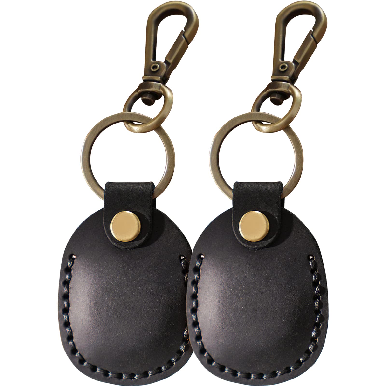 2 Pack Genuine Leather AirTag Holder Keychain - Durable Handmade Apple AirTag Case with Keyring, Full Coverage Protective Cover for AirTags (Black) - Perfect for Keys, Bags & Travel Accessories