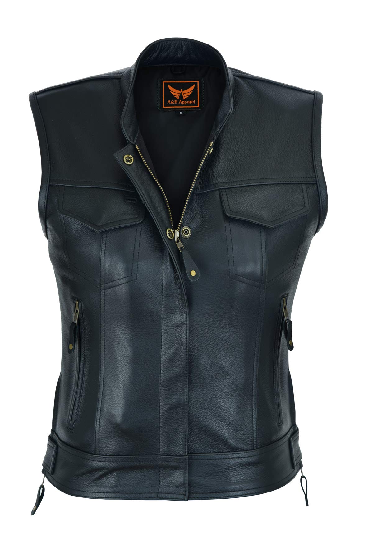 Women's Top Grain Cowhide Motorcycle Leather Vest - Soft & Thick Biker Jacket for Riding, Club Style Fashion | Perfect for Motorcycle Enthusiasts, Biker Events & Casual Outfits