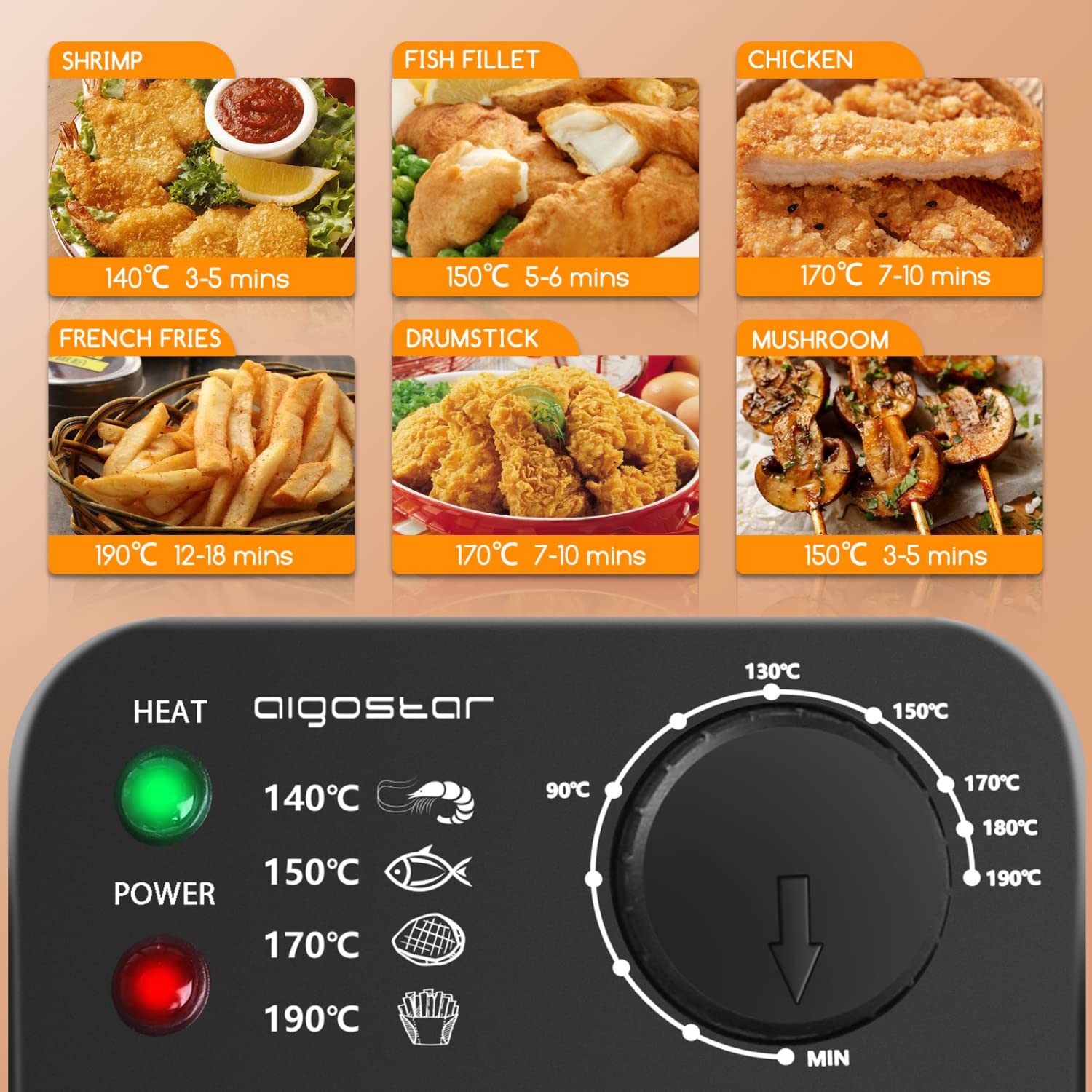 Aigostar 2200W Deep Fryer with 3L Capacity, 304 Stainless Steel Oil Basket & Temperature Control - Perfect for Home Kitchen, Restaurants, and Fast Food Shops - Silver Agni 30RGS