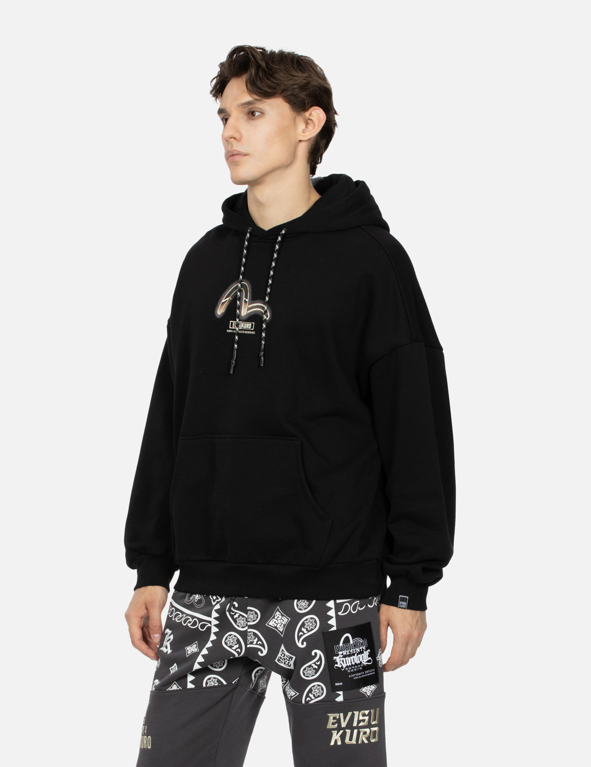 Metallic Effect Logo Print Oversized Hoodie for Men & Women - Trendy Streetwear Fashion for Casual Wear, Gym, and Outdoor Activities