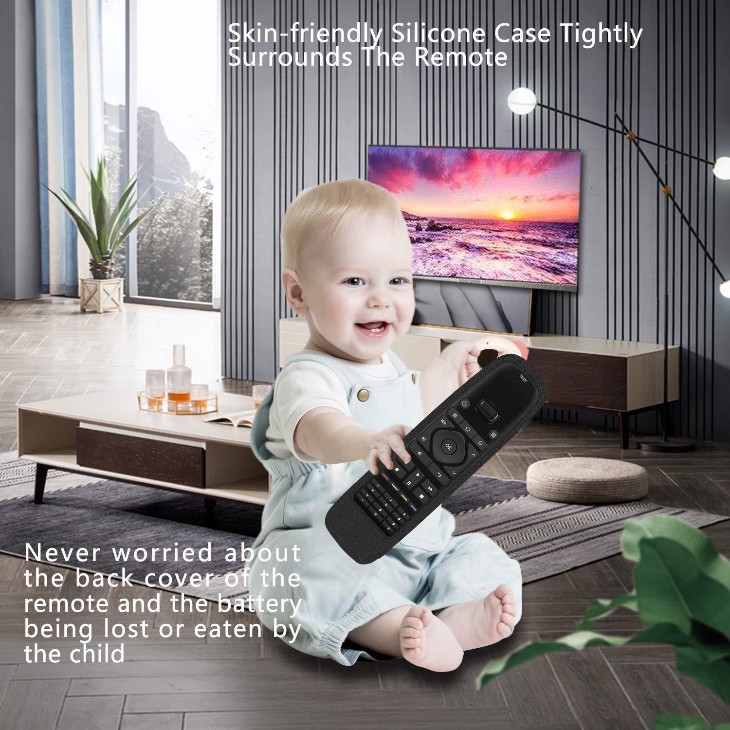 Sofabaton U1 Universal Remote Control Cover - Shockproof, Washable, Skin-Friendly Silicone Case with Loop (Black) - Perfect for Home Theater, Living Room, and Entertainment System Protection