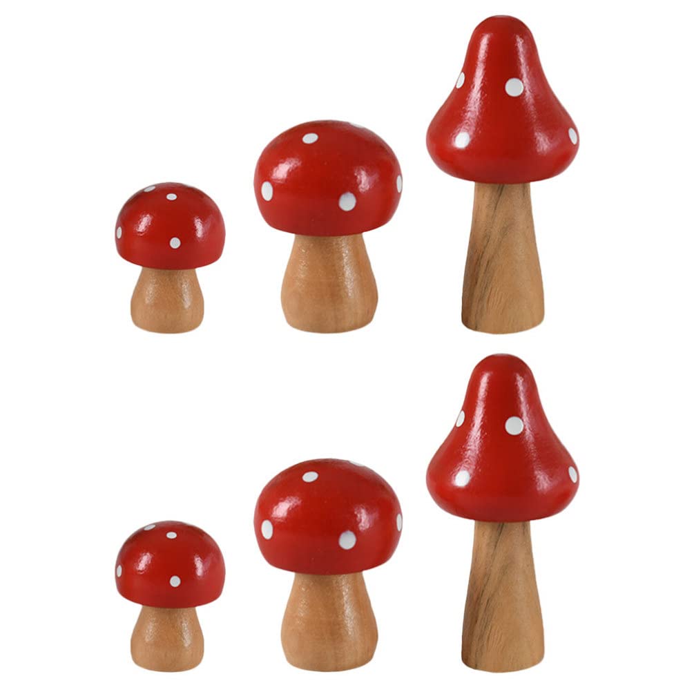 Zerodeko 6pcs Realistic Wooden Mushroom Decor - Fairy Garden Ornaments, Aquarium & Terrarium Accessories, Miniature Figurines for Indoor/Outdoor Decor, Succulent Plant Display - Perfect for Home, Office, Party & DIY Crafts