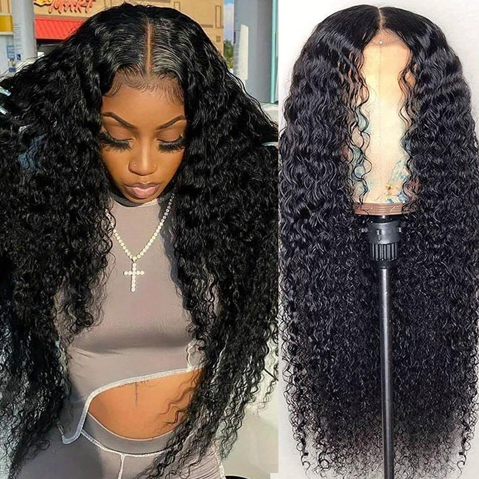 28 Inch Deep Wave Lace Front Wigs Human Hair - 13x4 HD Transparent Glueless Curly Wigs for Women | 180% Density Pre-Plucked with Baby Hair | Perfect for Daily Wear, Parties, Cosplay & Special Occasions