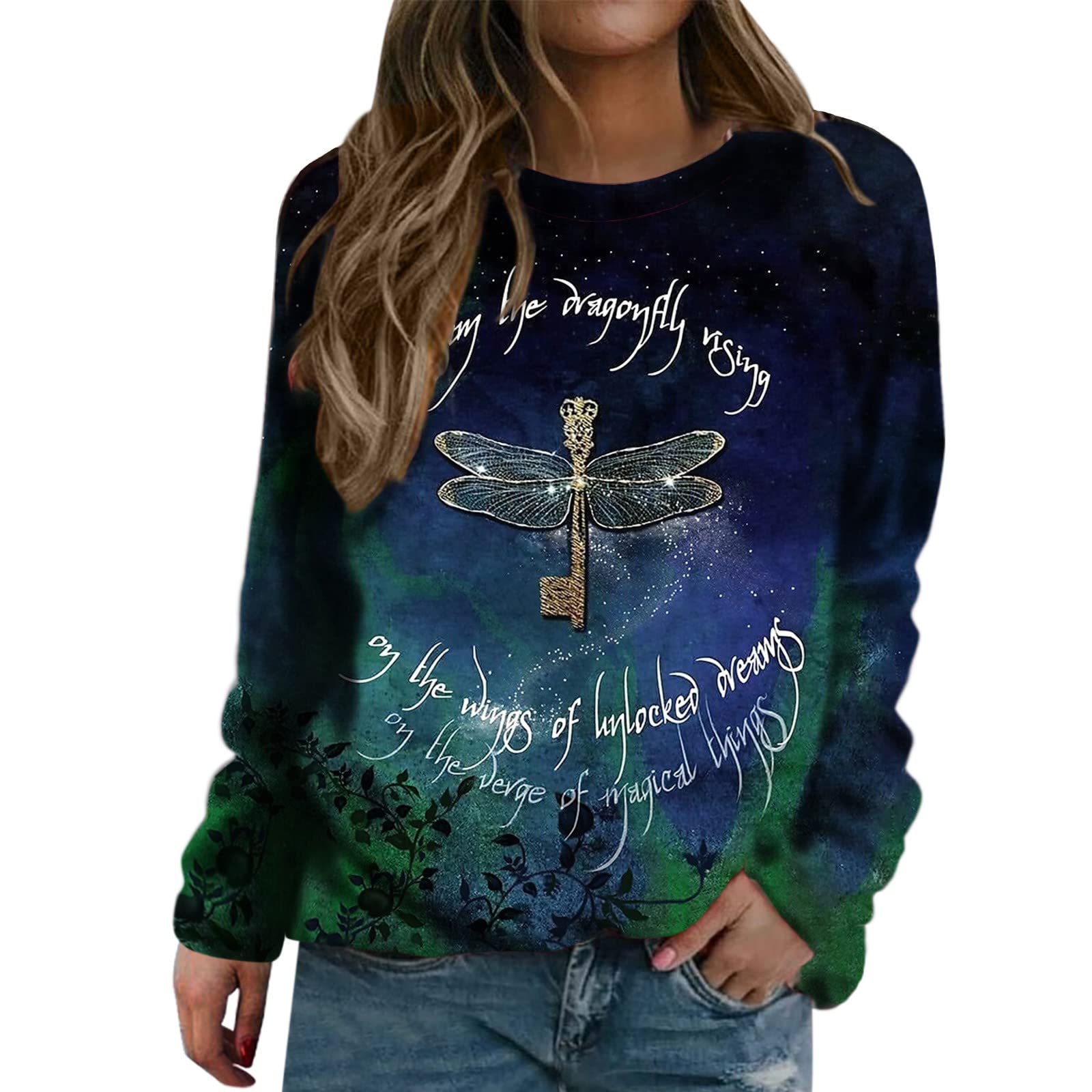 ZLBDYG Women's Halloween Print Pullover Blouse - Long Sleeve Casual Sweatshirt & T-Shirt Alternative | Perfect for Halloween Parties, Costume Events & Autumn Layering