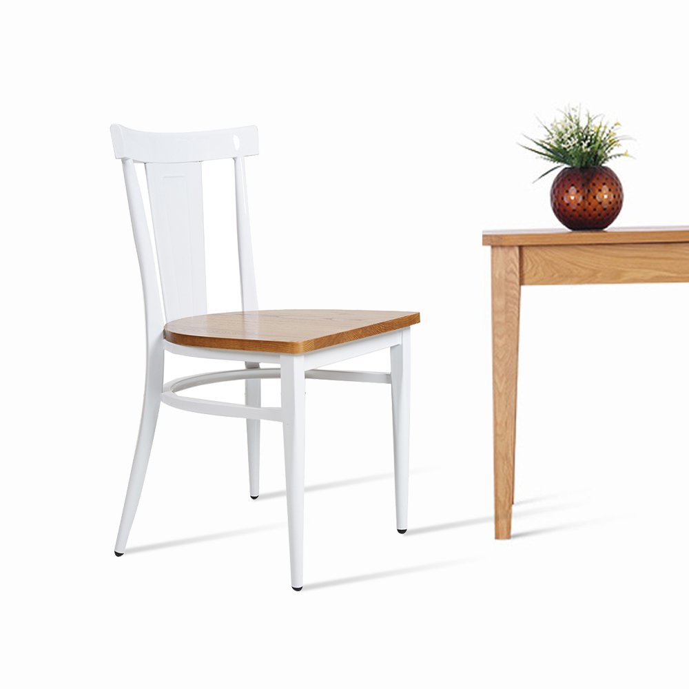 Modern Dining Chairs Set of 2 - White Wooden Seat & Metal Frame Kitchen Side Chairs for Home, Restaurant or Office Use - Comfortable & Durable for Daily Dining, Entertaining Guests or Commercial Spaces