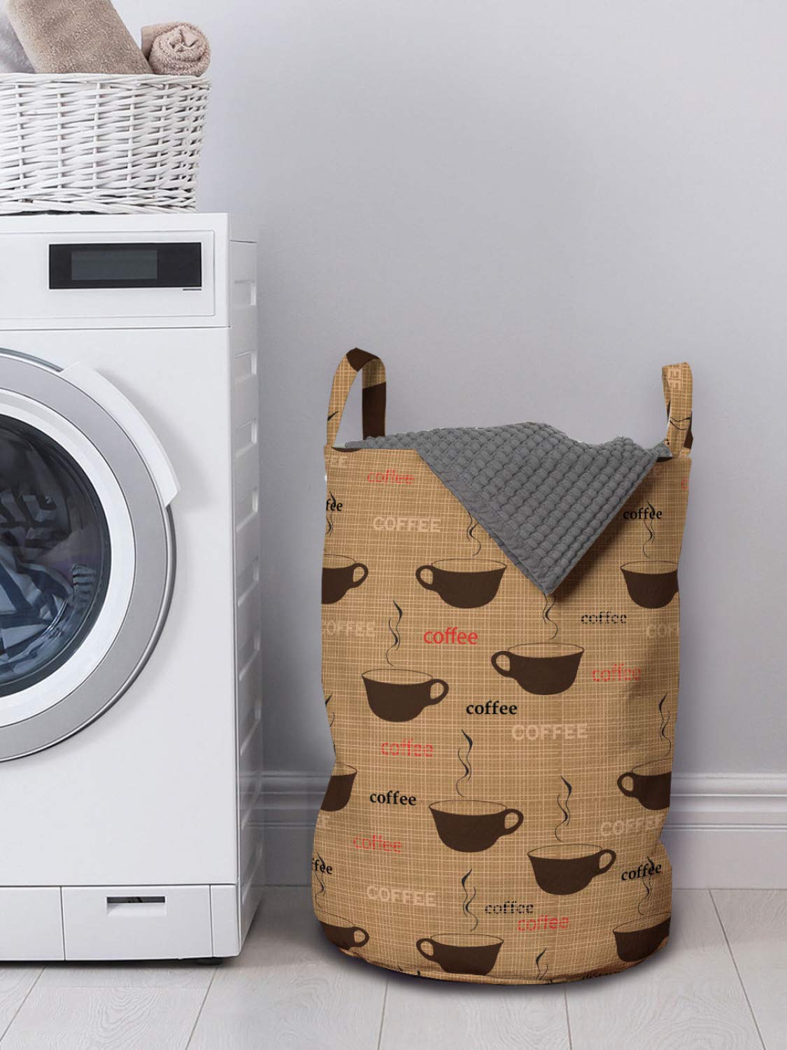 Ambesonne Coffee Themed Laundry Bag with Drawstring Closure - 13