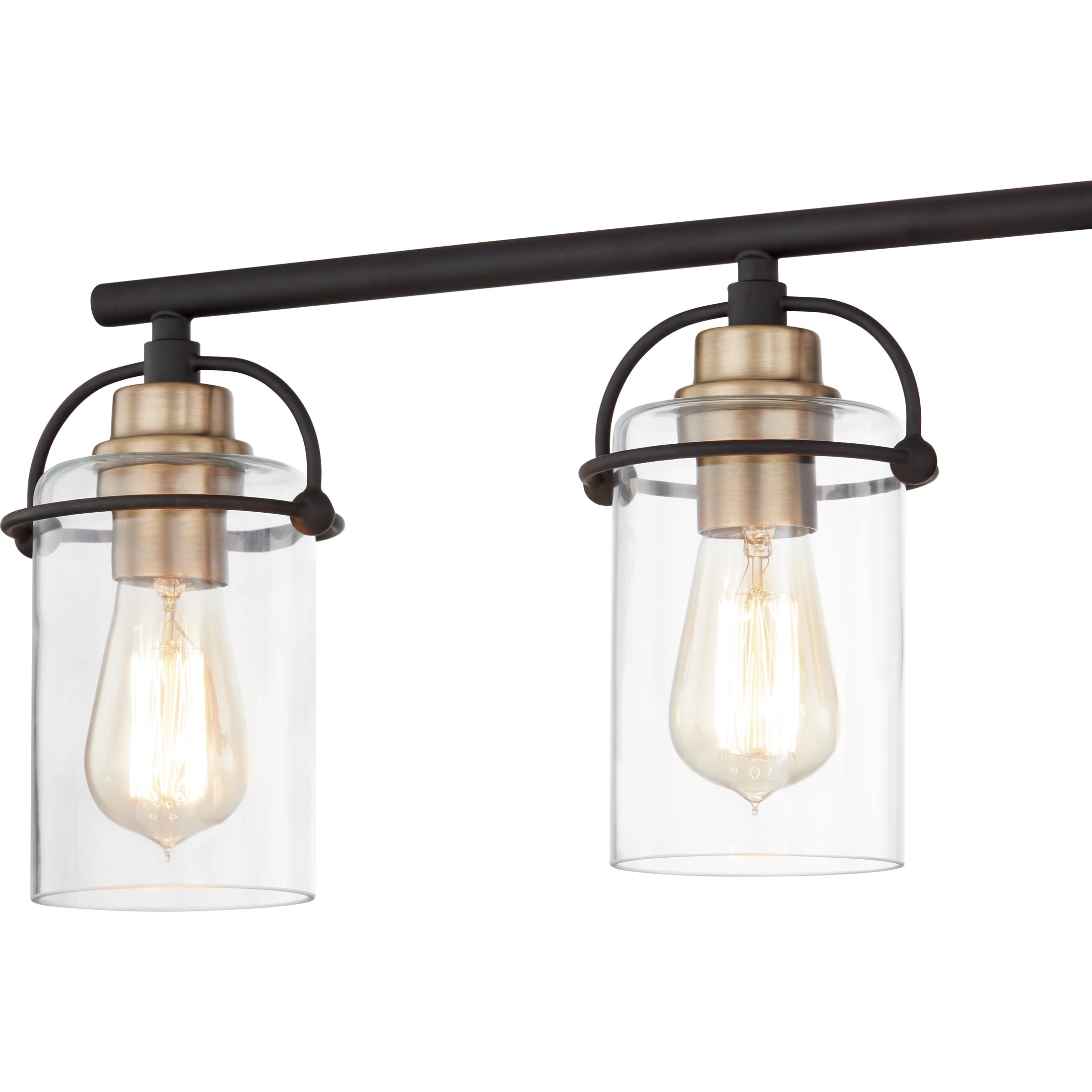 Quoizel Emerson 33 Inch 4-Light Matte Black Bathroom Vanity Light Fixture - Clear Glass Shades, Transitional Wall Mount Mirror Lighting for Bathroom, Powder Room & Dressing Area