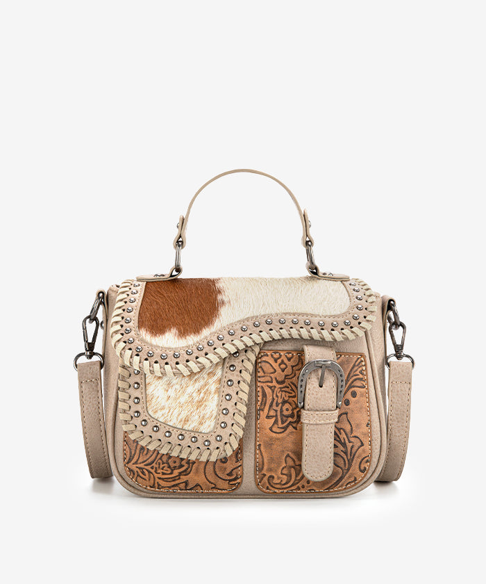 Trinity Ranch Genuine Hair-On Cowhide Crossbody Saddle Purse - Western Style Leather Handbag for Women, Perfect for Rodeo, Country Concerts & Cowgirl Fashion