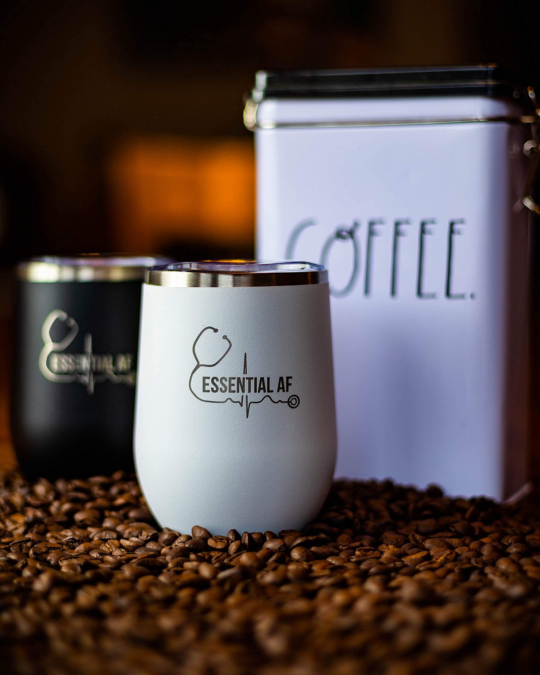 Absorbent Ceramic Coasters with Cork Base - Perfect Nurse, Doctor & Medical Gifts for Women & Men | Stainless Steel Double Walled Wine & Coffee Tumbler - Ideal for Hospitals, Clinics & Home Use